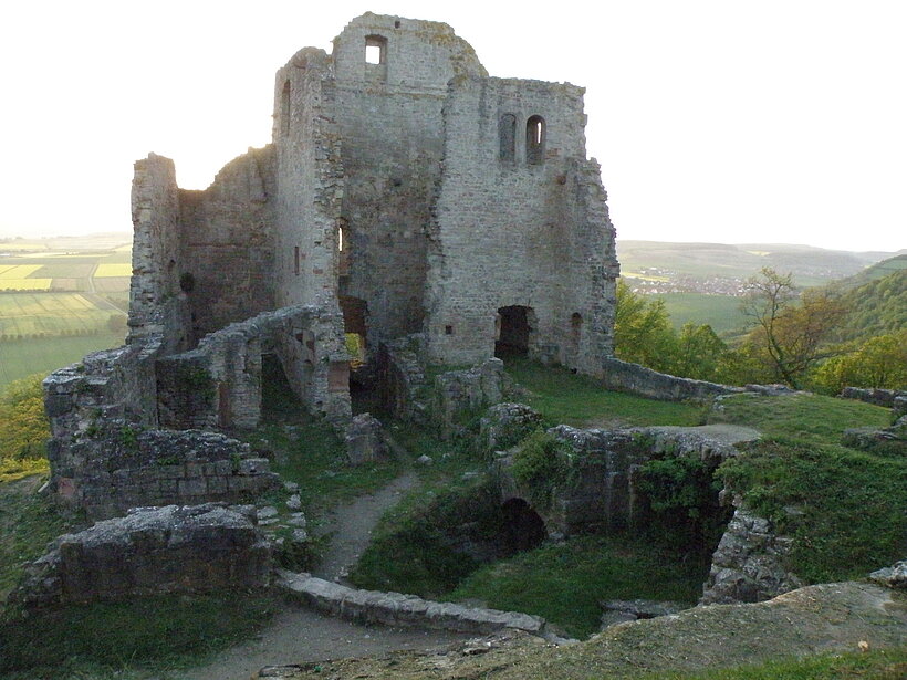 Burgruine Homburg / Foto: Ferdinand Winter Ruine einer Burg, Mittelteil deutlich höher, umgeben von z.Tl niedrigen Mauern
